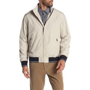 Perry Ellis Waterproof Stripe Banded Zip Jacket